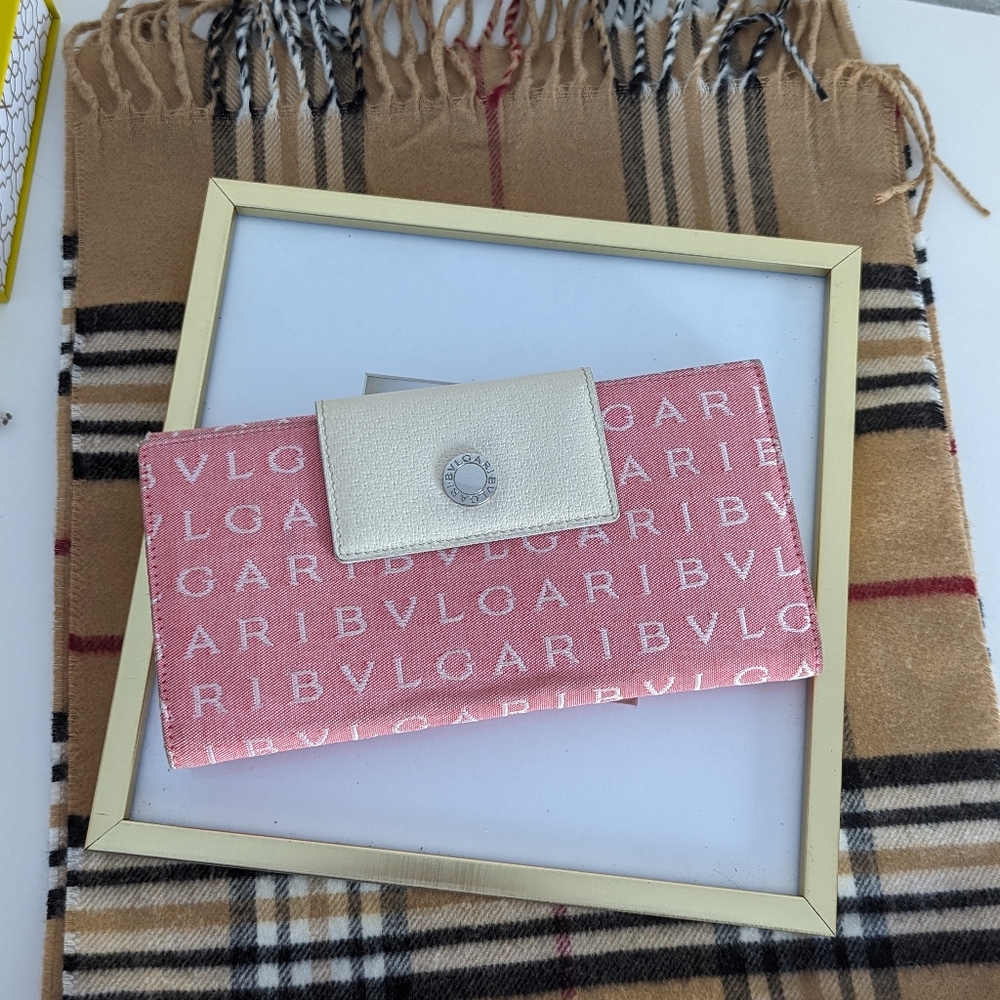 BVLGARI Monogram Continental Wallet Pink and Silver